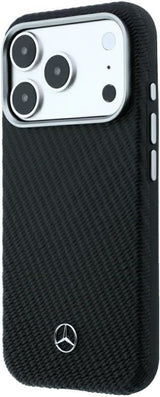 Mercedes Leather Semi Wrap Wood Effect Case with MagSafe for iPhone 17/18 Pro Max 6.9" Black - MEHMP18X25PFWWPK