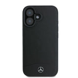 Mercedes Hard Textured and Plain Smooth Leather Case with MagSafe for iPhone 16 6.1" Black  - MEHMP16S23RBARK