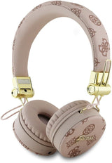 Guess 4G Peony Script Round Shape ENC Bluetooth On Ear Headphones Brown - GUBH70EPOSMW