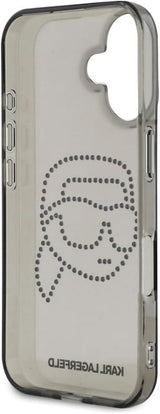 Karl Lagerfeld IML Rhinestones Karl Head Case for iPhone 16 6.1" Black - KLHCP16SHKHDCELK