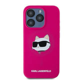 Karl Lagerfeld Choupette Head Silicone Case with MagSafe Case for iPhone 15 Pro 6.1" Pink - KLHMP15LSCHPPLF
