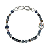 Nimmy Big Eye Cute Pet Silver Shaded Cat Mobile Phone Chain Bag Charm Ceramic Bracelet Grey -N-XDY-SL-023
