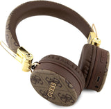 Guess 4G PU Leather with Metal Logo Wireless Headphones Brown - GUBH704GEMW