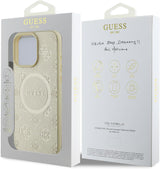 Guess Leather Saffiano Peony Classic Logo Hardcase with MagSafe for iphone 16 Pro Max 6.9" Gold - GUHMP16XPSAPSMED