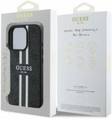 Guess Leather 4G Printed Stripes Hardcase with MagSafe for iphone 16 Pro 6.3" Black - GUHMP16LP4RPSK
