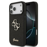 Guess PU Fixed Glitter Big 4G Metal Logo Case for iPhone 17 Pro Max 6.9" Black - GUHCP17XHG4SGK