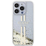 Guess Liquid Glitter Gold Stripes Hard Case for iphone 15 Pro 6.1" Transparent - GUHCP15LLFCSEGT