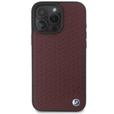 BMW Sign Leather Diamond Metal Logo Case with MagSafe for iPhone 16 Pro Max 6.9" Red - BMHMP16X23RDDR