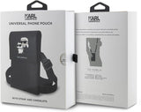 Karl Lagerfeld Saffiano Karl & Choupette Universal Phone Pouch with Strap Black - KLWBSAKCPMK