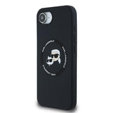 Karl Lagerfeld Liquid Silicone Karl and Choupette Head Case with MagSafe for iPhone 16e 6.1" Black - KLHMPSE4SKCHTCK