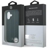 Mercedes Leather Laurel Leaves Stripes Case with MagSafe for iPhone 17 6.3" Black - MEHMP17S25RLDLKH
