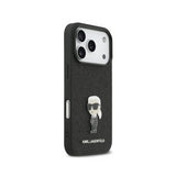 Karl Lagerfeld Fixed Glitter Karl Logo Metal Pin Hard Case for iPhone 17 Pro 6.3" Black - KLHCP17LGKNPSK