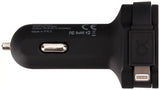 Xqisit Dual USB Car Charger with Lightning Cable MFI Black - 20426