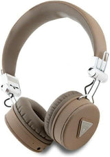 Guess Grained Classic Round Shape Bluetooth On Ear ENC Headphone Brown - GUBH70PGTSPSW
