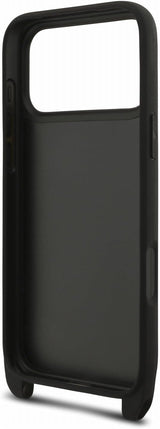 Karl Lagerfeld Saffiano Karl & Choupette Metal Pin Crossbody Strap Case for iPhone 17/18 Pro Max 6.9" Black - KLHCP18XSAKCPBK