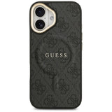 Guess PU Leather 4G Gold Frame Case with MagSafe for iPhone 17 6.3" Black -GUHMP17SP4MSEGCK