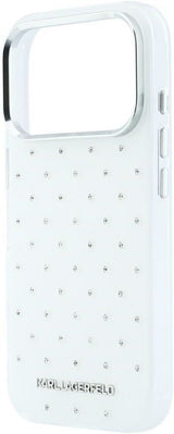Karl Lagerfeld IML Rhinestones Allover and Electroplated Logo Case for iPhone 17/18 Pro 6.3" White - KLHCP18L6HCRDKLH