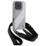 BMW M Series Carbon Stripe & Strap Case for iPhone 16 Pro Max 6.9" Grey - BMHCP16X23PSCCG