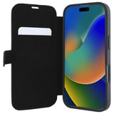 BMW Signature Leather Wordmark Bookcase for iPhone 16 6.1" Black - BMBKP16S23RMRLK