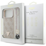 Guess 4G Triangle Logo Strap With Pearl Strap Case MagSafe for iPhone 17 Pro 6.3" Pink - GUHMP17LP4TSDPPSP