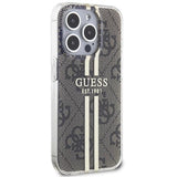 Guess IML 4G Gold Stripe Hard Case for iphone 15 Pro 6.1" Brown - GUHCP15LH4PSEGW