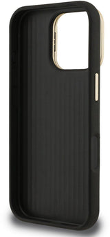 Guess PU Grained 4G Logo Stand Camera Frame Case for iPhone 16 Pro Max 6.9" Black - GUHCP16XPCS4GSK