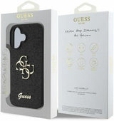 Guess PU Fixed Glitter 4G Metal Logo Case for iphone 16 6.1" Black - GUHCP16SHG4SGK
