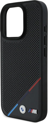 BMW M Perforated Tricolor Line Case with MagSafe for iPhone 16 Pro Max 6.9" Black - BMHMP16X23PUPDK