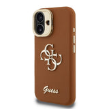Guess PU Grained 4G Logo Stand Camera Frame Case for iPhone 16 6.1" Brown - GUHCP16SPCS4GSW