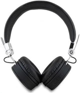 Guess Grained Classic Round Shape Bluetooth On Ear ENC Headphone Black - GUBH70PGTSPSK