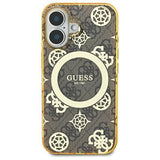 Guess IML Peony On 4G Background Case with MagSafe for iPhone 16 6.1" Brown - GUHMP16SH4PYEEW