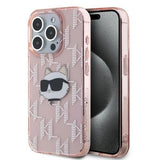 Karl Lagerfeld IML Choupette Head & Monogram Case for iPhone 15 Pro Max 6.7" Pink - KLHCP15XHKLPCHP