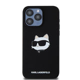 Karl Lagerfeld Choupette Head Silicone Case with MagSafe Case for iPhone 15 Pro 6.1" Black - KLHMP15LSCHPPLK