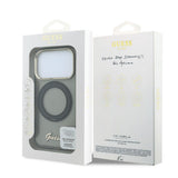 Guess IML Ring Stand 360 Script Metal Logo Case with MagSafe for iPhone 17/18 Pro 6.3" Black - GUHMP18L6HCCMSK
