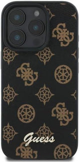 Guess Leather Peony Script Case with MagSafe for iphone 16 Pro 6.3" Black - GUHMP16LPGPYSK