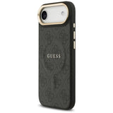Guess PU Leather 4G Gold Frame Case with MagSafe for iPhone 17 Air 6.5" Black -GUHMP17MP4MSEGCK