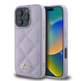 Guess Quilted Metal Logo Case for iPhone 16 Pro 6.3" Light Purple - GUHCP16LPSQSQSU