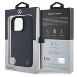Mercedes MB Wood Imitation Leather Case with MagSafe for iPhone 16 Pro Max 6.9" Navy Blue - MEHMP16X23RBGVV