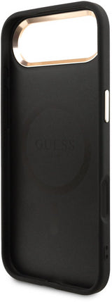 Guess PU Leather 4G Triangle Logo Gold Frame Case with MagSafe for iPhone 17 Air 6.5" Black - GUHMP17MP4GTDGMK