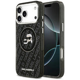 Karl Lagerfeld IML Glitter Karl & Choupette Heads Logo Case with MagSafe for iPhone 17 Pro Max 6.9" Black - KLHMP17XHMKBKCHOK