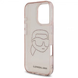 Karl Lagerfeld IML Rhinestones Karl Head Case for iPhone 16 Pro 6.3" Pink- KLHCP16LHKHDCELP