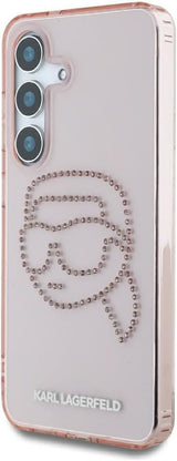 Karl Lagerfeld Rhinestones Karl Head Logo Case for Samsung Galaxy S25 6.2" Pink - KLHCS25SHKHDCELP