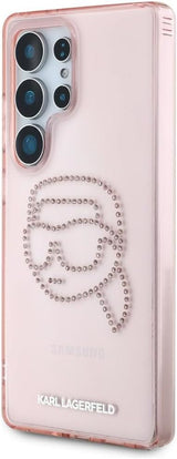 Karl Lagerfeld Rhinestones Karl Head Logo Case for Samsung Galaxy S25 Ultra 6.9" Pink - KLHCS25LHKHDCELP