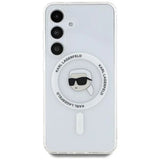 Karl Lagerfeld Button Karl Head Printed Logo Case with MagSafe for Samsung Galaxy S25 6.2" Clear - KLHMS25SHLSKIH