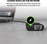 Belkin 2 in 1 USB C to Ethernet Adapter with 60W USB C Charging Cable for MacBook Black - INC001btBK