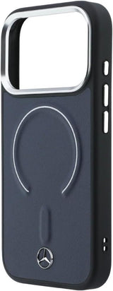 Mercedes Benz Leather Case with 3D MagSafe for iPhone 17 Pro Max 6.9" Navy Blue - MEHMP17X25PEMMOV