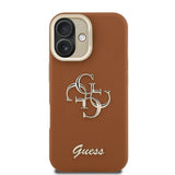 Guess PU Grained 4G Logo Stand Camera Frame Case for iPhone 16 6.1" Brown - GUHCP16SPCS4GSW