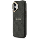 Guess PU Leather 4G Gold Frame Case with MagSafe for iPhone 17 6.3" Black -GUHMP17SP4MSEGCK