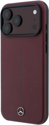 Mercedes Leather Semi Wrap Iconic Line Case with MagSafe for iPhone 17/18 Pro Max 6.9" Burgundy - MEHMP18X25PFWSTR