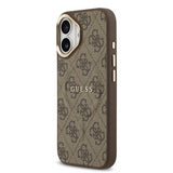 Guess PU Leather 4G Gold Frame Case with MagSafe for iPhone 17 6.3" Brown - GUHMP17SP4MSEGCW